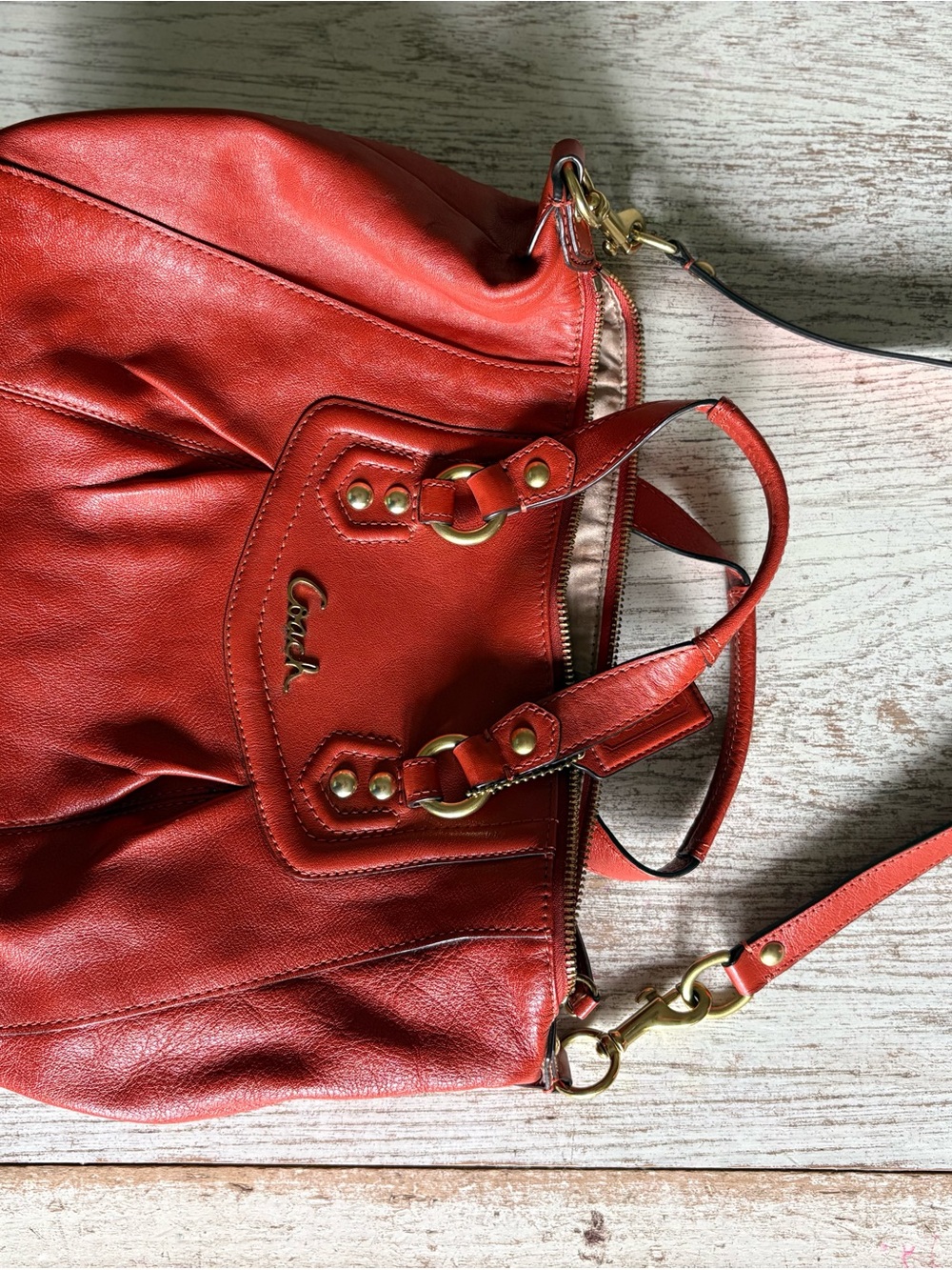Coach Leather Satchel with Gold Hardware - Picture 2 of 5